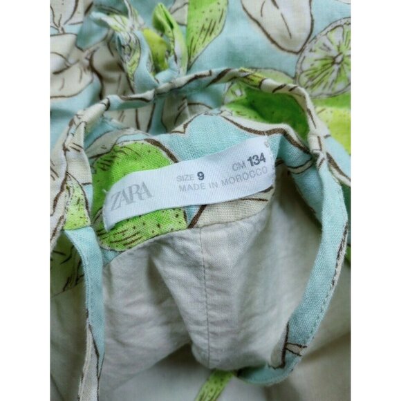 9 Zara Lime Print Linen Dress - Picture 6 of 7